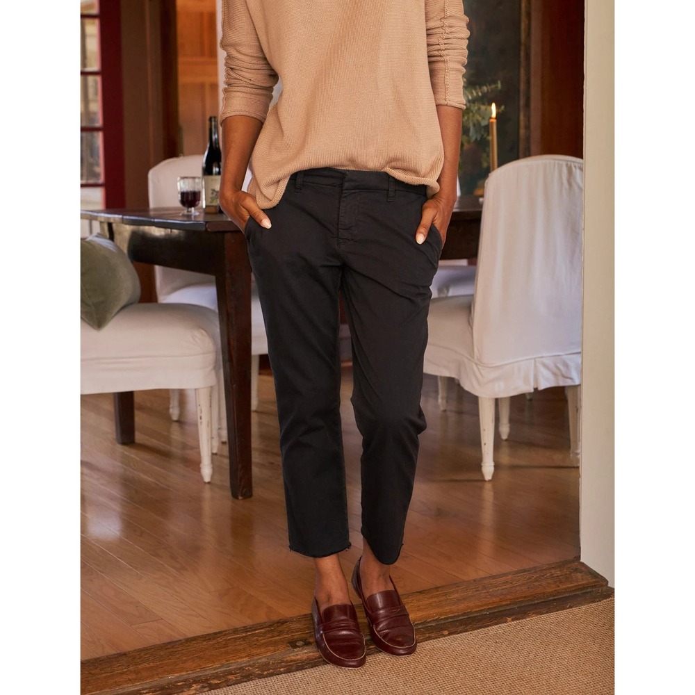 FRANK & EILEEN Wicklow Pants 4 Black Italian Chino Raw Hem Performance Twill